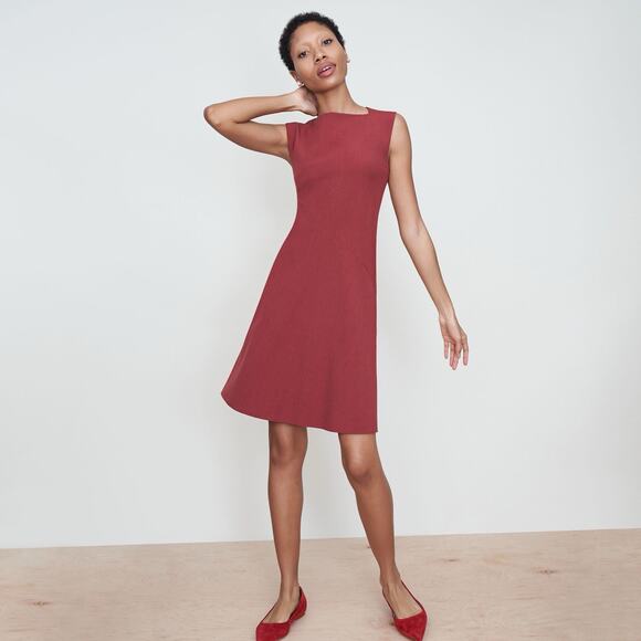 M.M. LaFleur Pauline Dress Size 10 Brick Red Career Square Neck A-line Travel - Picture 1 of 13